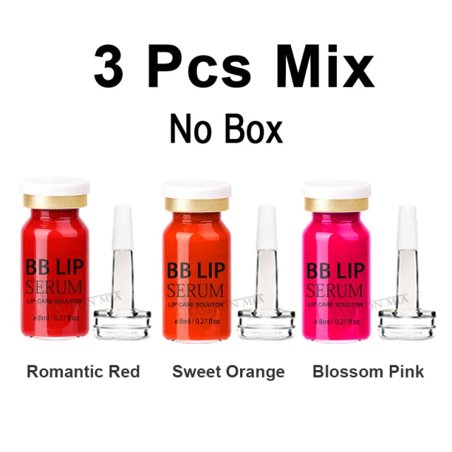 8ml BB Lips Glow Serum Ampoule Starter Kit Lip Gloss Korean BB Cream Pigment for Lip Coloring Moisturizing Microneedle Treatment
