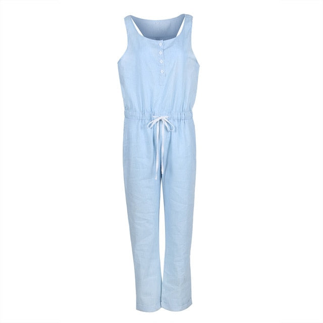 Denim Wash Overall For Summer Lady Women Jumpsuit Casual Oversized Boyfriend Baggy Sleeveless Loose Romper Pants