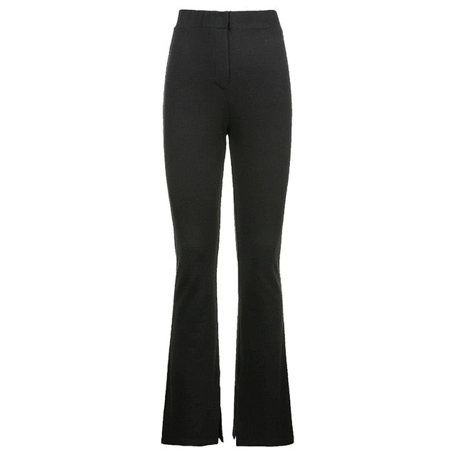 Streetwear Solid Sweatpants Tracksuit Women's Sports Pants 2020 High Waist Side Split Fashion Skinny Long Trousers Y2k Capris