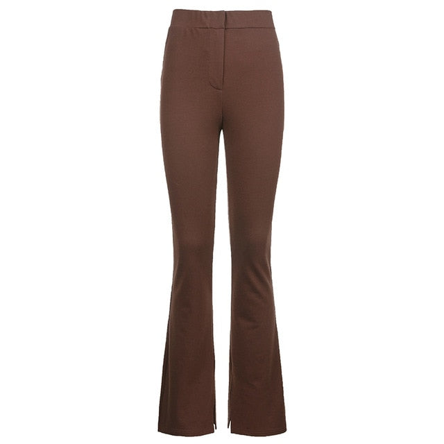 Streetwear Solid Sweatpants Tracksuit Women's Sports Pants 2020 High Waist Side Split Fashion Skinny Long Trousers Y2k Capris