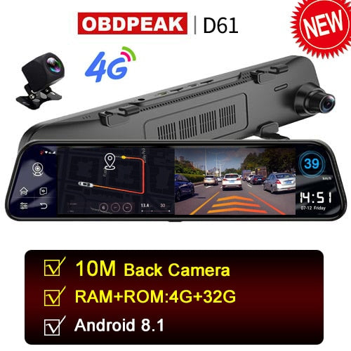 Latest 12 Inch 4G Android Rearview Mirror Car DVR HD 1080P GPS WIFI ADAS Dash Cam Dual Lens Recorder Auto Camera Registrar DVRs