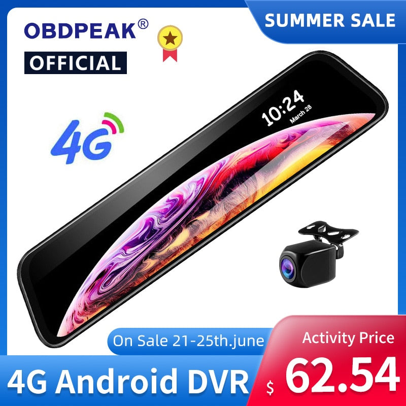 Latest 12 Inch 4G Android Rearview Mirror Car DVR HD 1080P GPS WIFI ADAS Dash Cam Dual Lens Recorder Auto Camera Registrar DVRs