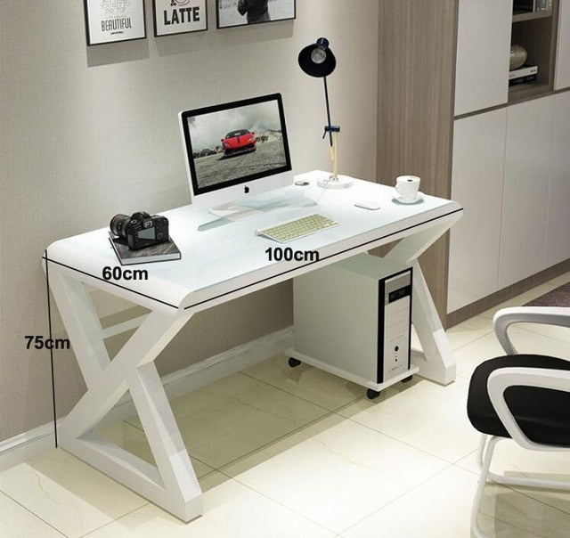 TieHo Tempered Glass Computer Desk Home Office Simple Modern Desk Desktop Study Desk Office Desk Gaming Table