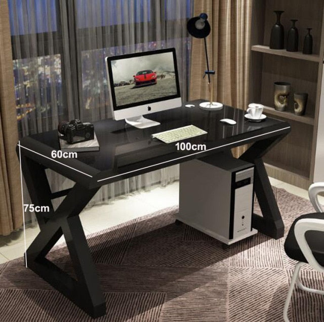 TieHo Tempered Glass Computer Desk Home Office Simple Modern Desk Desktop Study Desk Office Desk Gaming Table