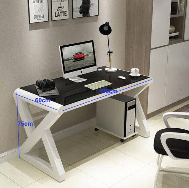 TieHo Tempered Glass Computer Desk Home Office Simple Modern Desk Desktop Study Desk Office Desk Gaming Table