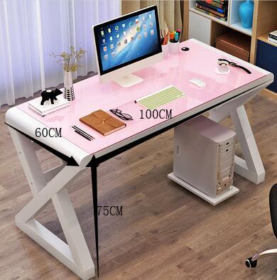 TieHo Tempered Glass Computer Desk Home Office Simple Modern Desk Desktop Study Desk Office Desk Gaming Table