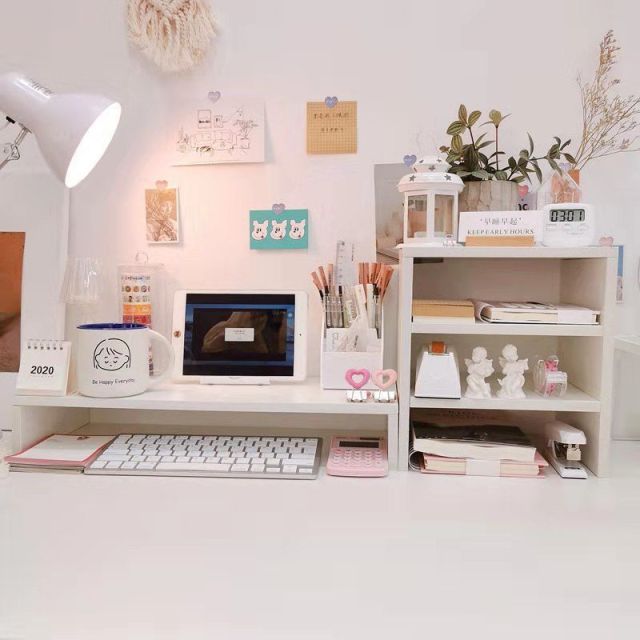 Desktop Storage Computer Elevated Table Rack Dormitory Three-layer Storage Rack Storage Box Desk Girl Cosmetic Sundries Rack