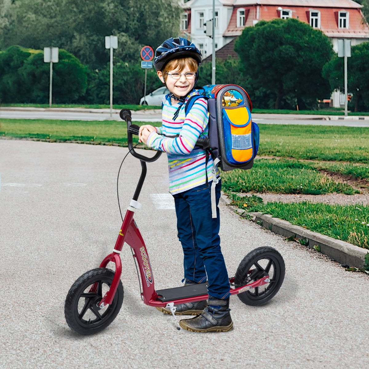 Homcom Adjustable Kids Pro Stunt Scooter Children Street Bike with 12"