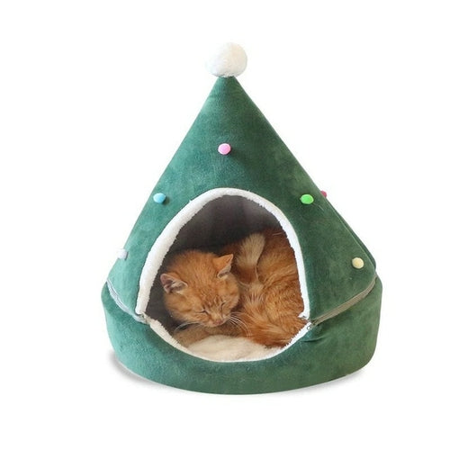 Christmas Cat Bed House New Year Soft Warm Nest Bed Dog Cat Christmas