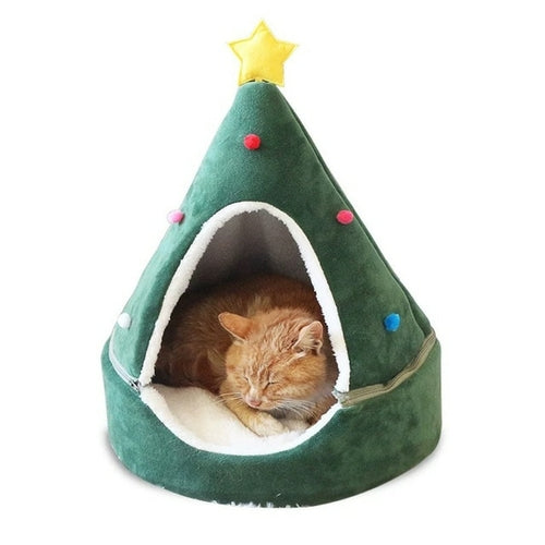 Christmas Cat Bed House New Year Soft Warm Nest Bed Dog Cat Christmas