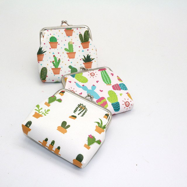 Fashion Women Coin Purse Cute cactus Printing