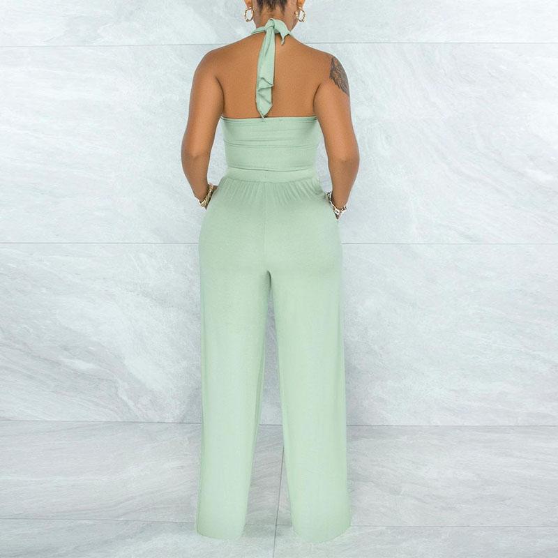 Beach Straight Pants Set For Women Tracksuit Crop Tops Matching Set