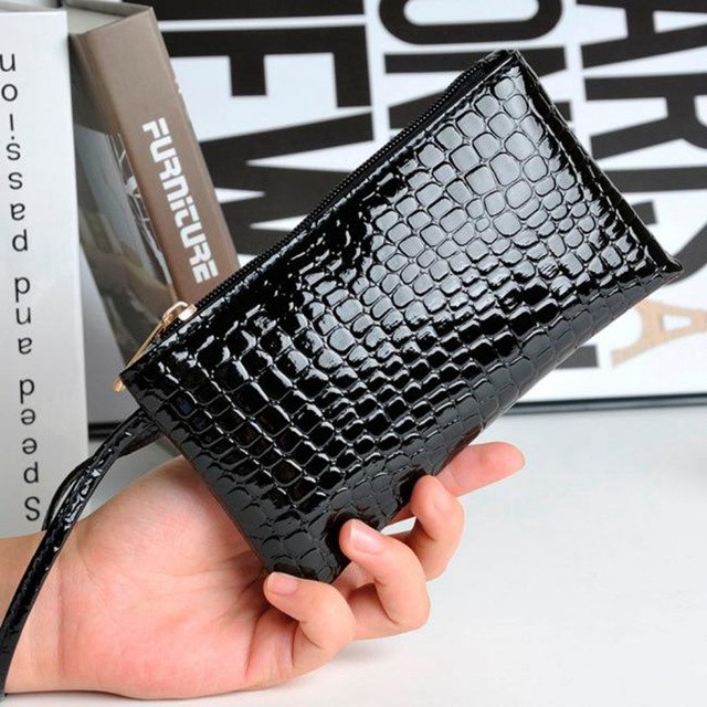 Top sale big wallets Womens Crocodile PU Leather