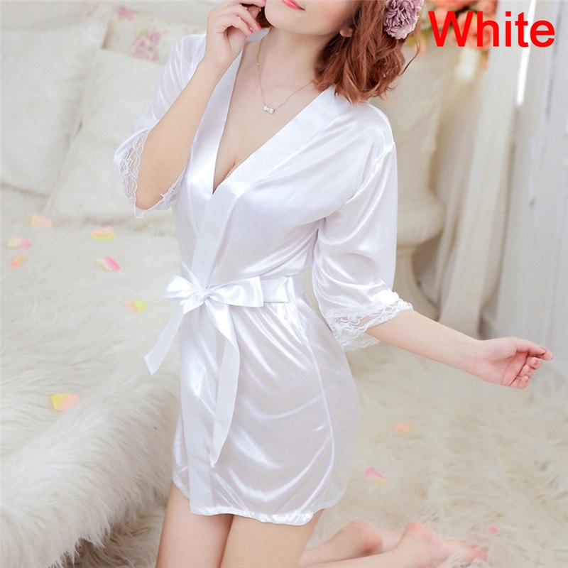 Women's Sexy Lingerie Set Sexy Ice Silk Robe with Bathrobe