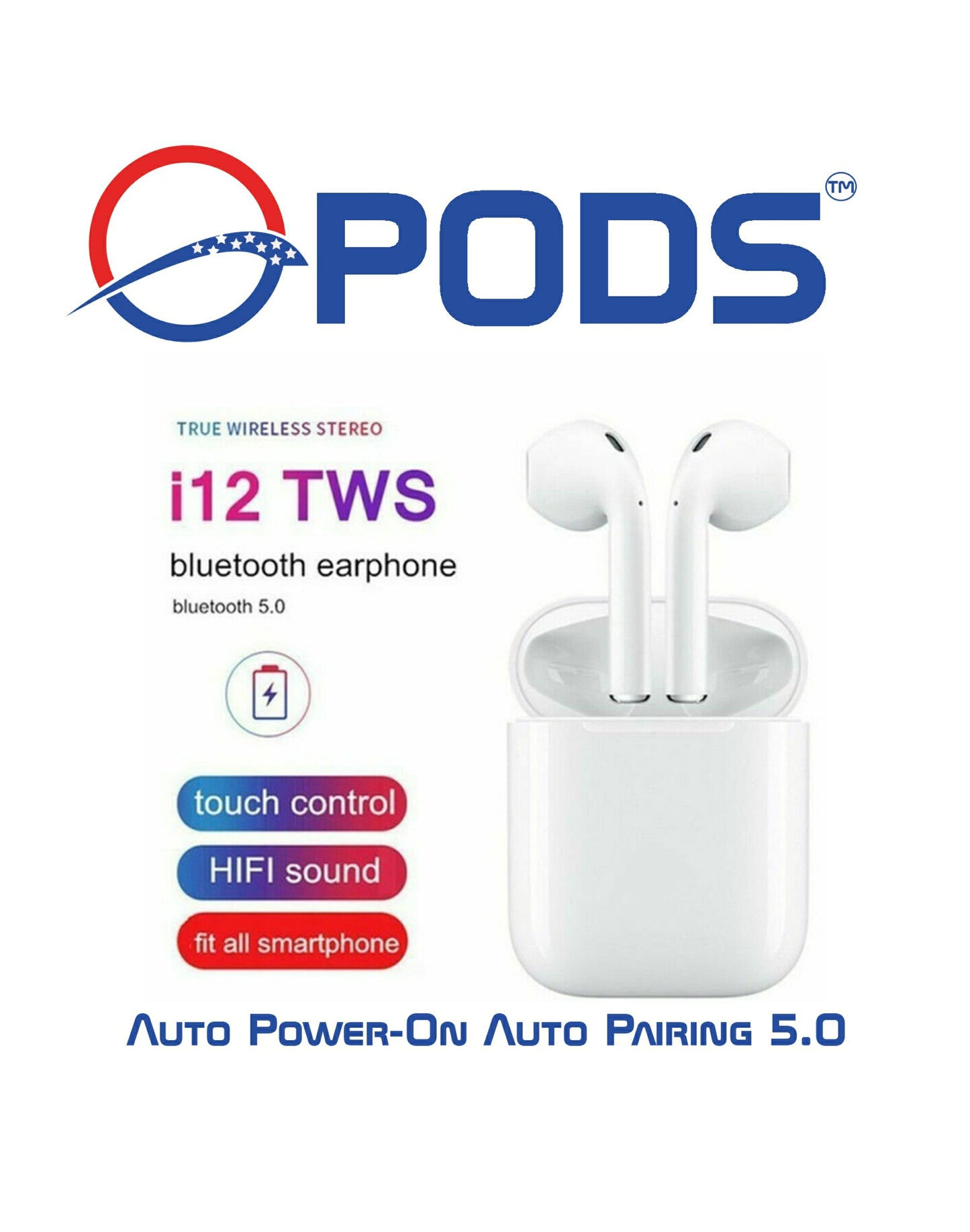 TWS i12 Bluetooth 5.0 Headphones Free Silicone Case Included