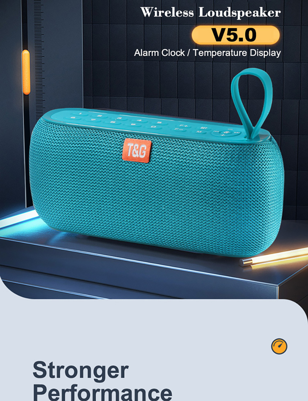 Wireless Bluetooth Speaker with Alarm Clock Temperature Display