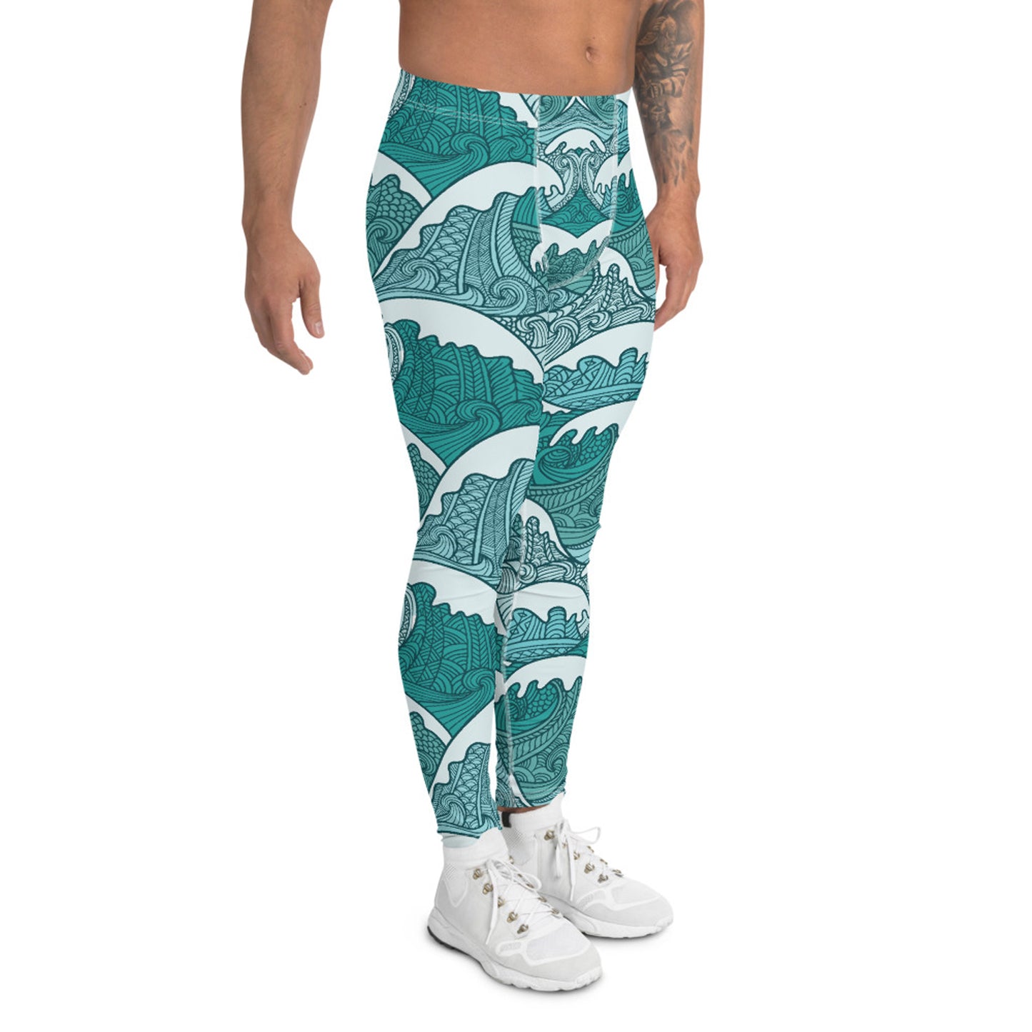 Ocean Wave Swirls Leggings for Men