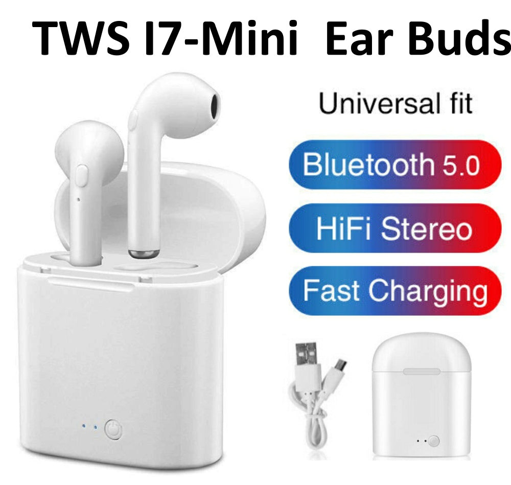 i7 TWS Wireless Earpiece Bluetooth 5.0 - White Color