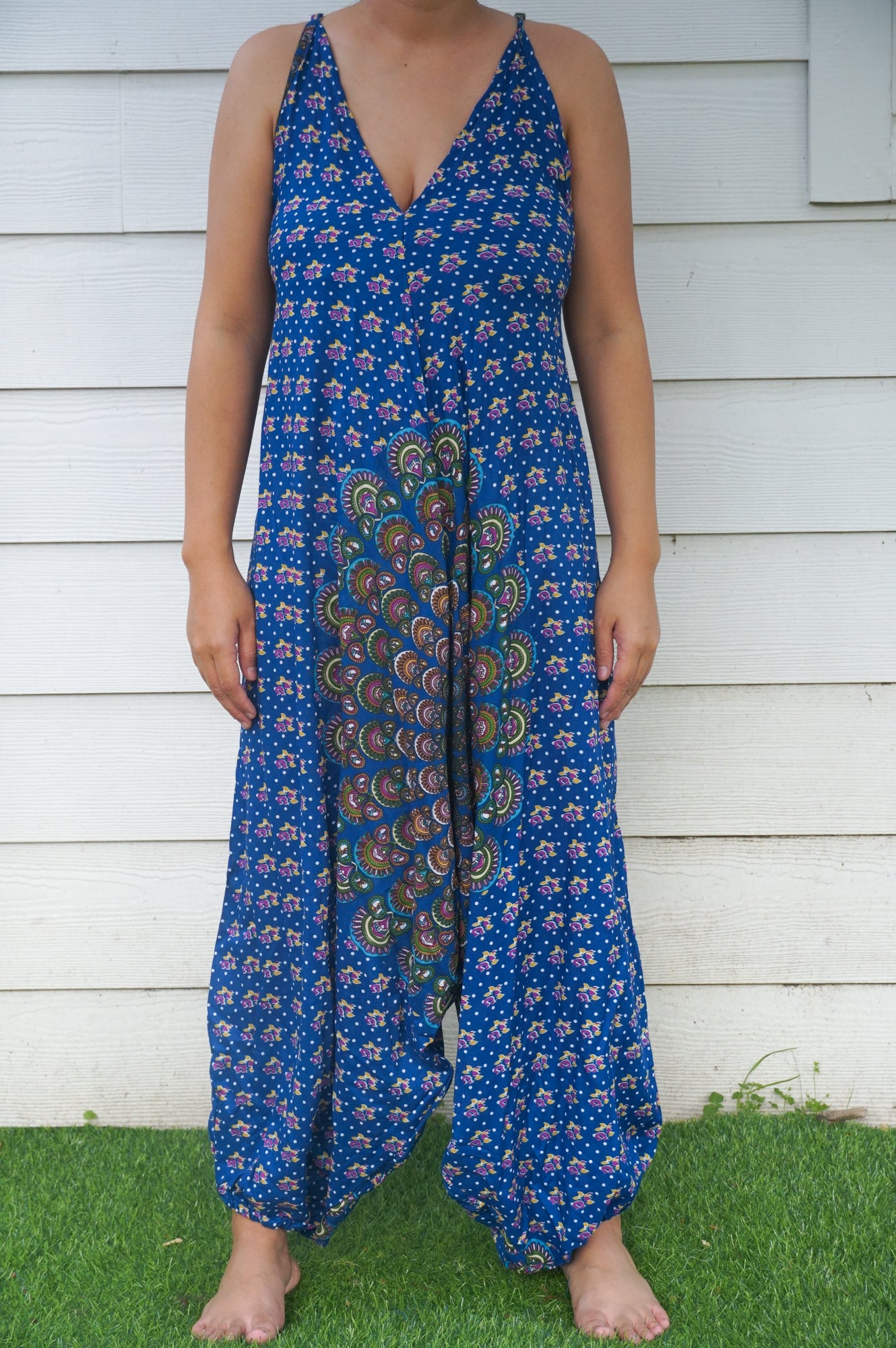 Blue Chakra Hippie Jumpsuits, Boho Rompers, Festival Clothing