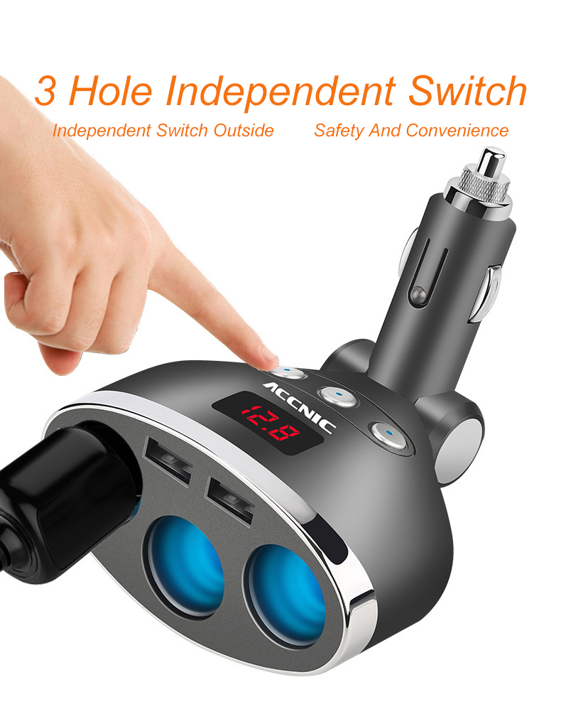 3 in 1 Dual USB Car Cigarette Lighter Socket