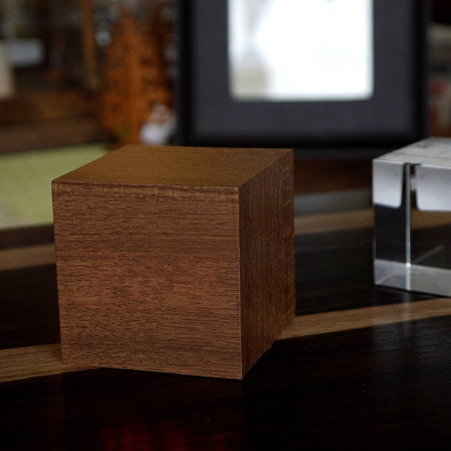 LED Teak Cube Alarm Clock