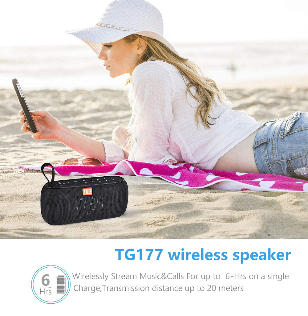 Wireless Bluetooth Speaker with Alarm Clock Temperature Display