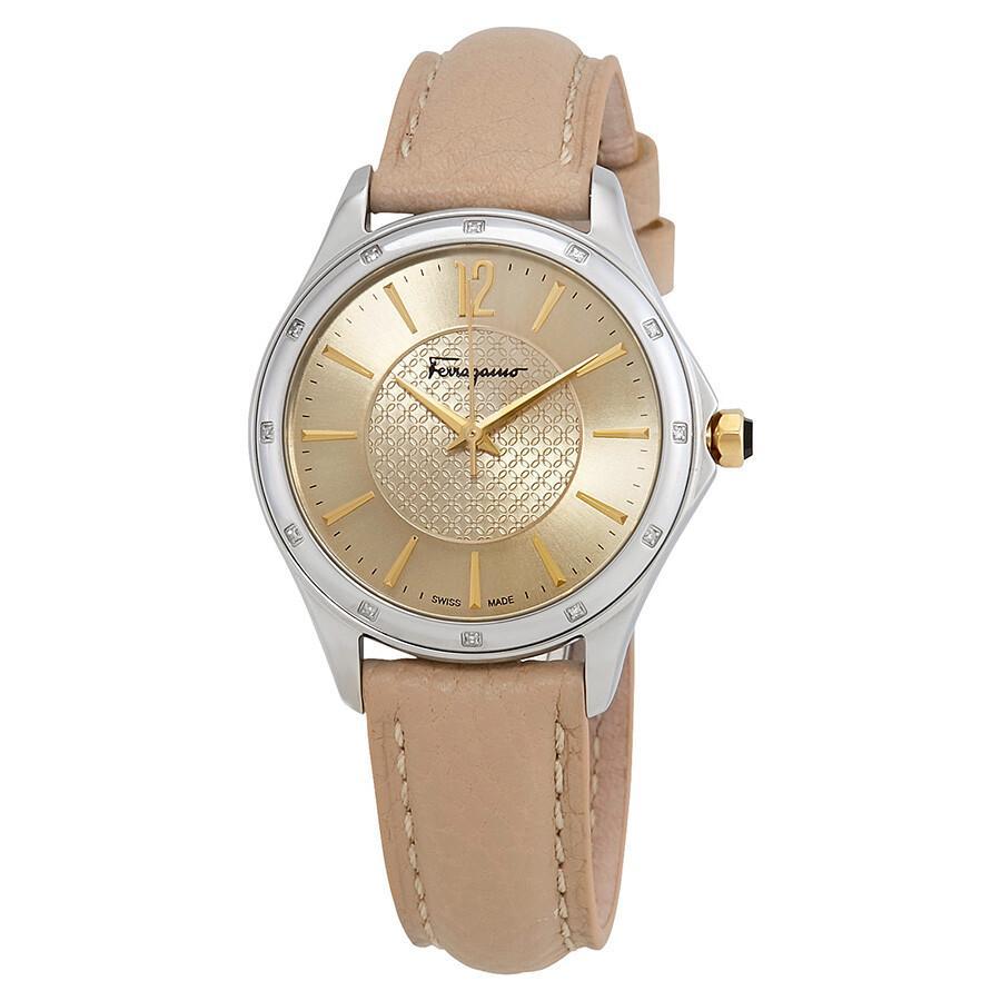 Salvatore Ferragamo Women's FFV020016 'Time' Swiss Quartz Beige