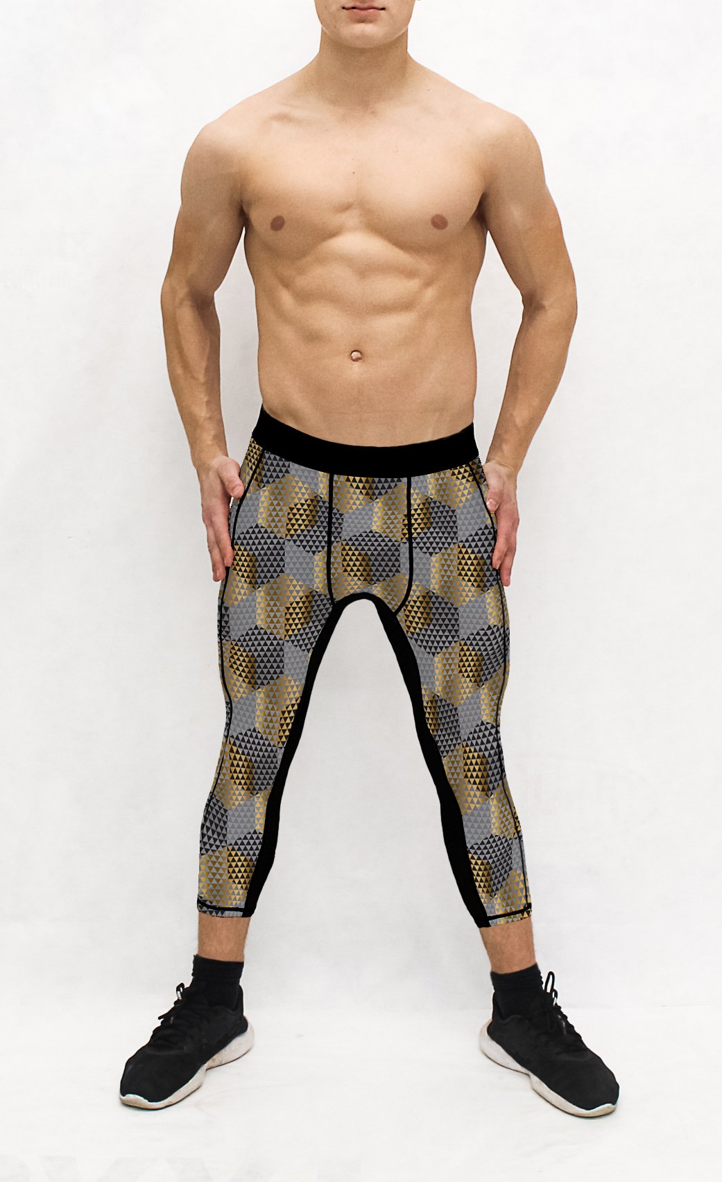 Golden Geometric Men's Pocket Tights