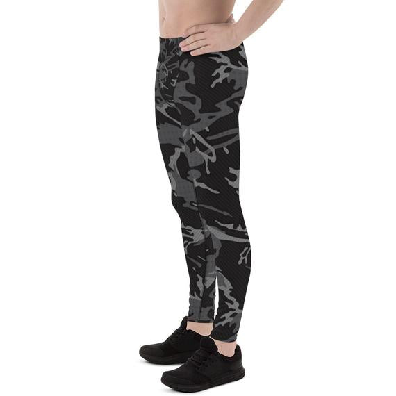 Mens Leggings - Black Camo Leggings