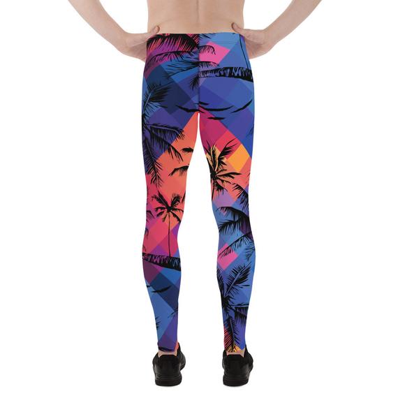 Mens Leggings - Tropical Palm Trees Surf Leggings