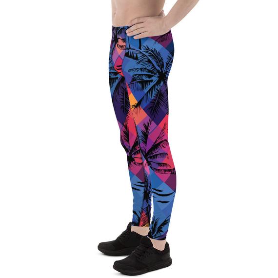 Mens Leggings - Tropical Palm Trees Surf Leggings