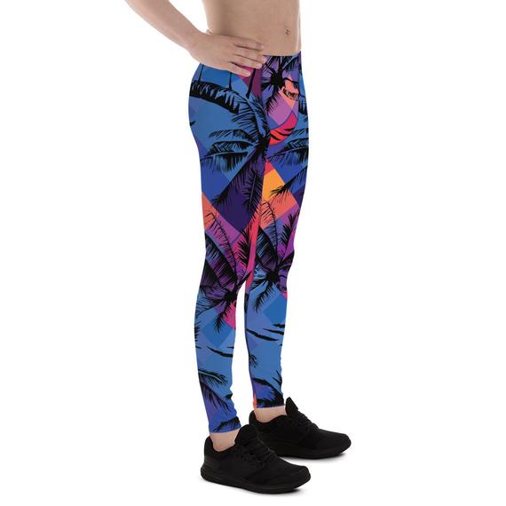 Mens Leggings - Tropical Palm Trees Surf Leggings