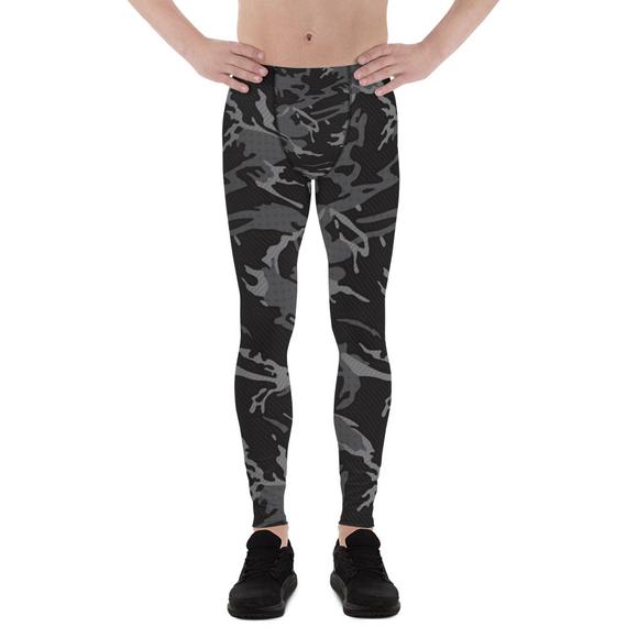 Mens Leggings - Black Camo Leggings