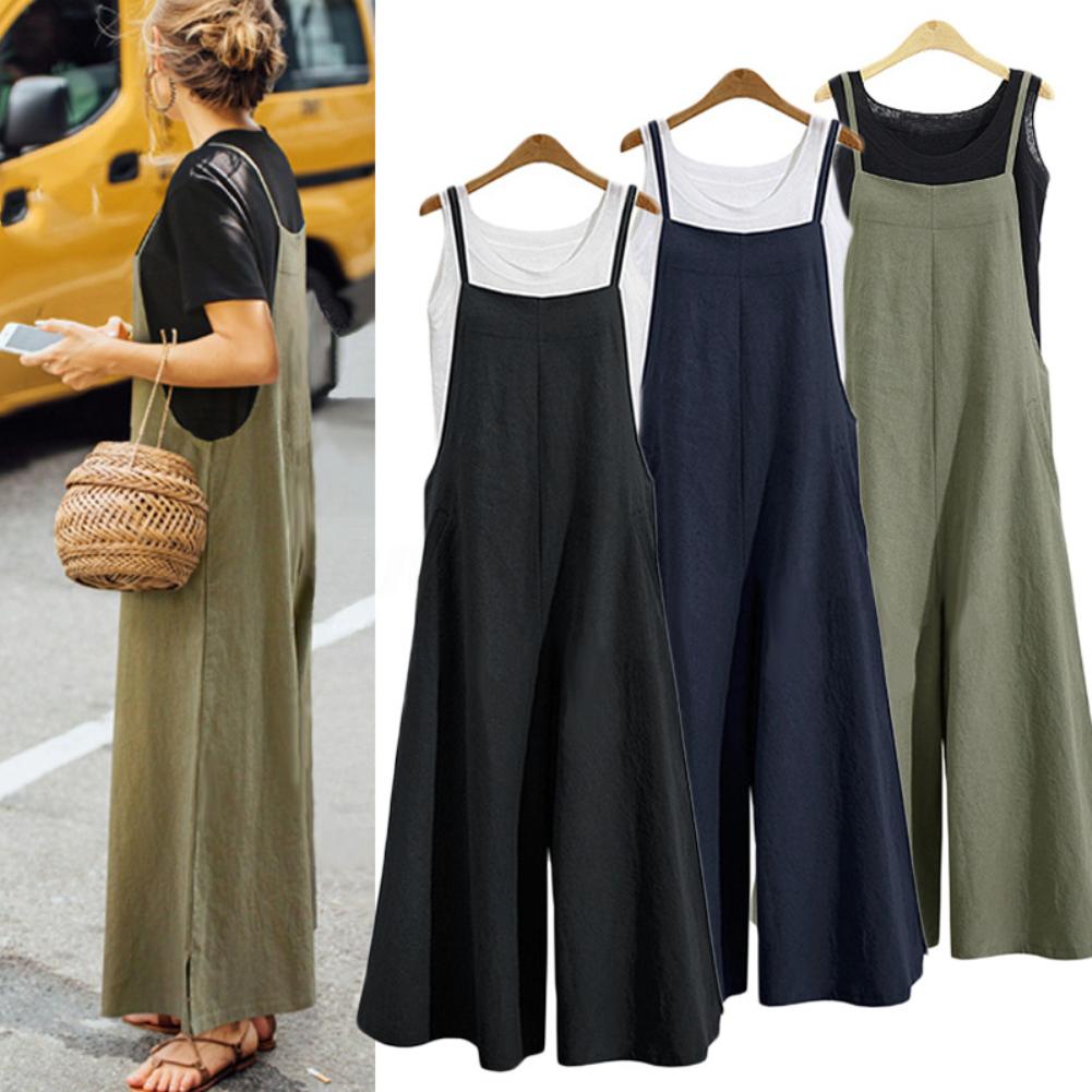 jumpsuit women Casual Loose jumpsuit Breathable Sleeveless Long Jumpsuit overalls for women monos mujer женская одежда комбинезо