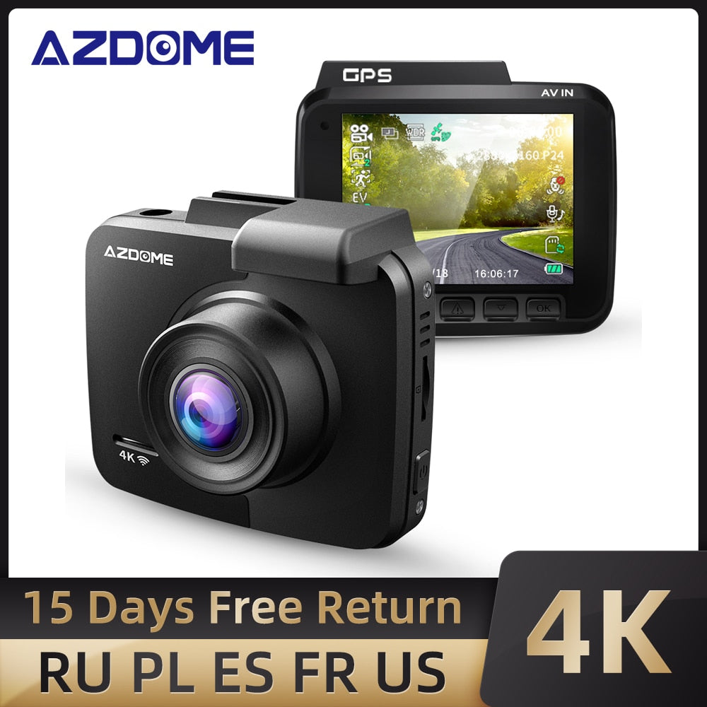 Newest AZDOME GS63H Dash Cam Dual Lens 4K UHD Recording Dashboard Camera Super Night Vision - WDR Built-In GPS Wi-Fi G-Sensor