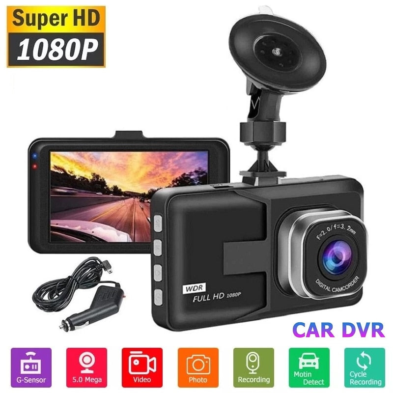 3 Inch Dash Cam Car DVR Video Recorder HD 1080P Cycle Recording Night Vision Wide Angle Driving Recorder Dashcam Video Registrar