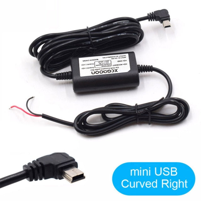 XCGaoon DC 12V to 5V 2A 3.1M Car Charge Cable Mini / Micro USB Hardwire Cord Auto Charging for Dash Cam Camcorder Vehicle DVR