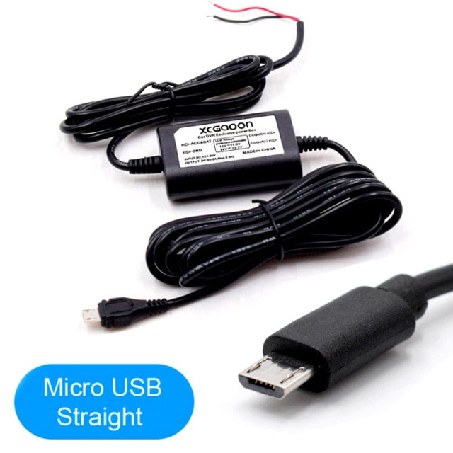 XCGaoon DC 12V to 5V 2A 3.1M Car Charge Cable Mini / Micro USB Hardwire Cord Auto Charging for Dash Cam Camcorder Vehicle DVR