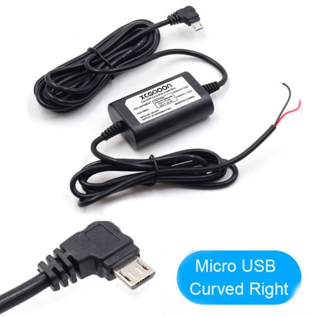 XCGaoon DC 12V to 5V 2A 3.1M Car Charge Cable Mini / Micro USB Hardwire Cord Auto Charging for Dash Cam Camcorder Vehicle DVR