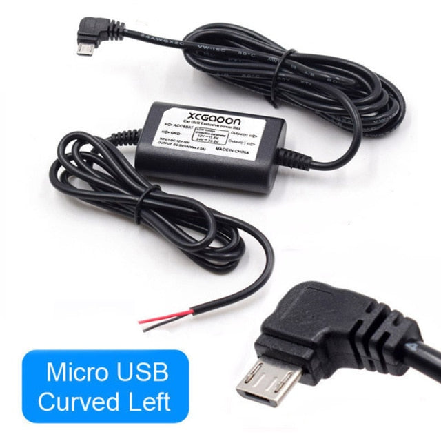 XCGaoon DC 12V to 5V 2A 3.1M Car Charge Cable Mini / Micro USB Hardwire Cord Auto Charging for Dash Cam Camcorder Vehicle DVR