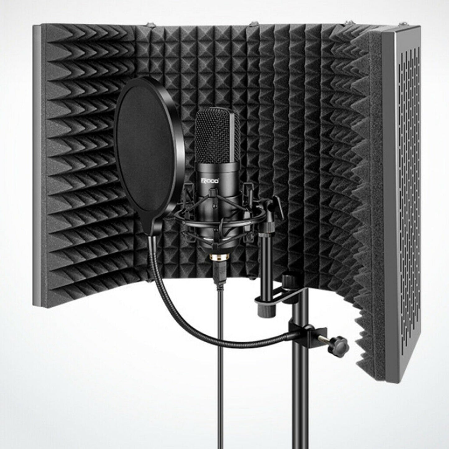 5 Panel Adjustable Microphone Shield Isolation Reflection Filter Vocal Booth