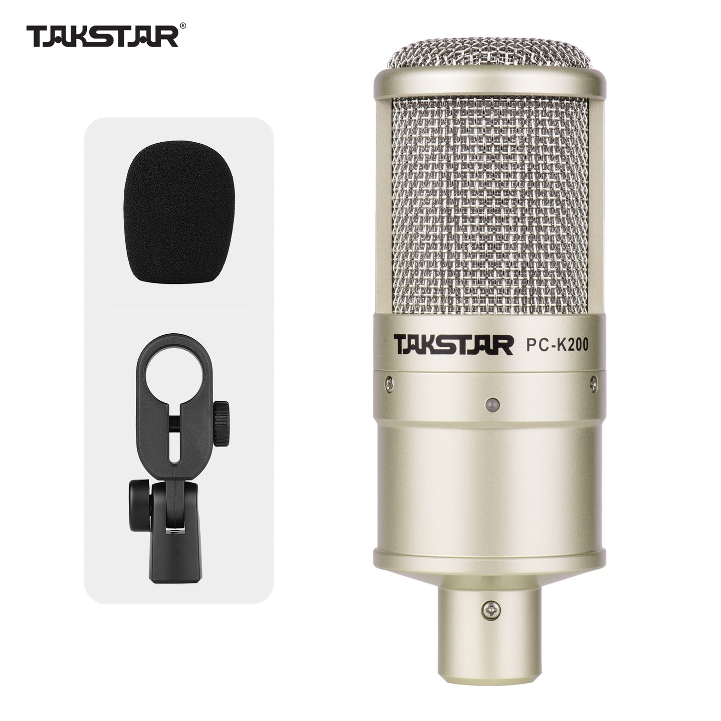 TAKSTAR PC-K200 Cardioid-directional Condenser Recording Microphone Metal Structure Wide Frequency Response for Network Karaoke